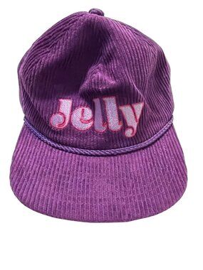 Jelly Embroidered Purple Corduroy Snapback Hat Snag Rope Roll Flat Bill NWOT